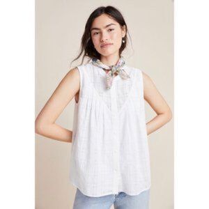 Anthropologie | Current Air Piper Sleeveless Button Down Blouse Top White XS EUC